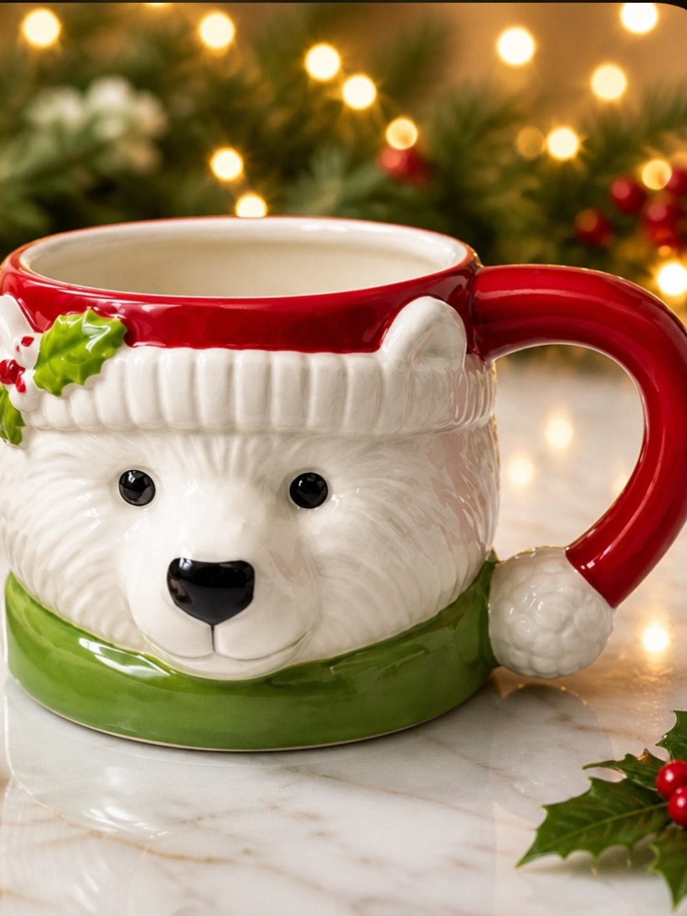 LENOX NIB Hosting the Holidays Figural Polar Bear Mug Cup 16oz Christmas Holiday